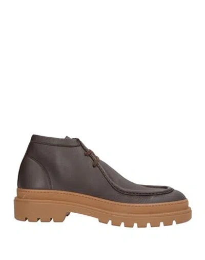 Fabi Man Ankle Boots Dark Brown Size 8 Leather