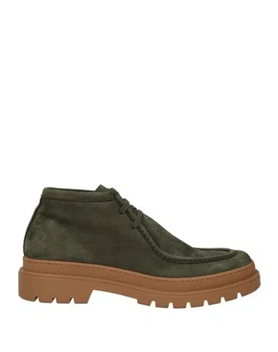 Fabi Man Ankle Boots Military Green Size 11 Leather In Green