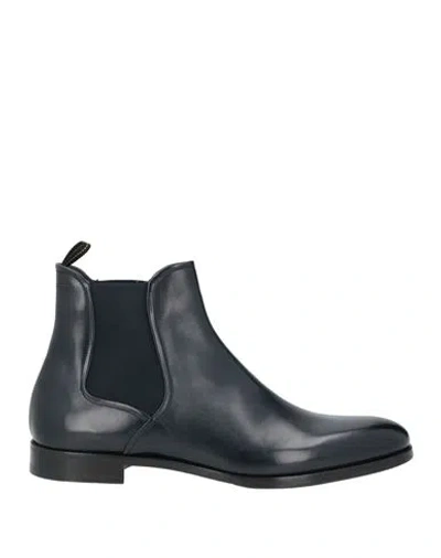 Fabi Man Ankle Boots Navy Size 8 Leather In Black