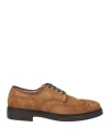 Fabi Man Lace-up Shoes Camel Size 9 Leather In Beige