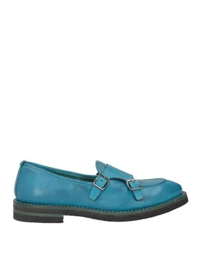Fabi Man Loafers Turquoise Size 7 Leather In Blue