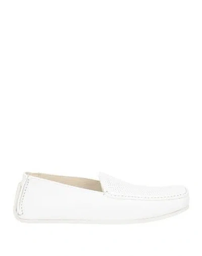 Fabi Man Loafers White Size 9.5 Leather In Animal Print