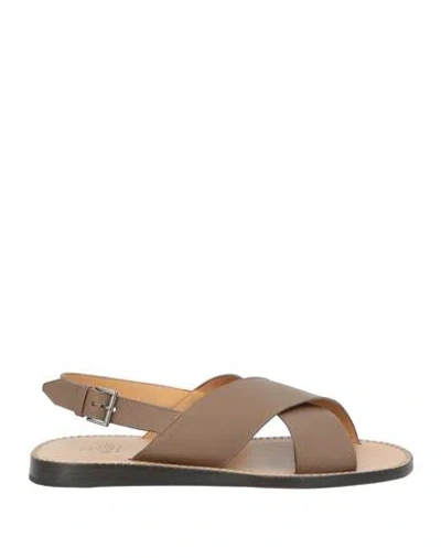 Fabi Man Sandals Khaki Size 6 Leather In Beige