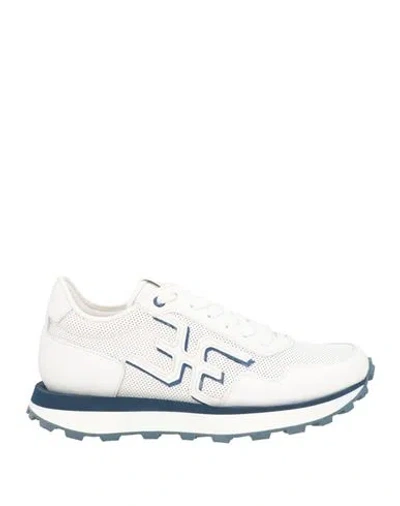 Fabi Man Sneakers Midnight Blue Size 6 Leather In White