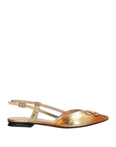 Fabi Woman Ballet Flats Copper Size 8.5 Leather In Gold