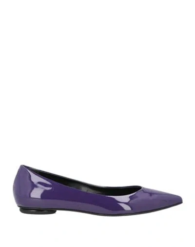 Fabi Woman Ballet Flats Dark Purple Size 7 Leather