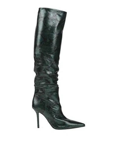 Fabi Woman Boot Dark Green Size 7 Leather In Black