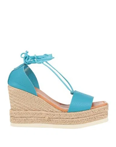 Fabi Woman Espadrilles Azure Size 9 Leather In Blue