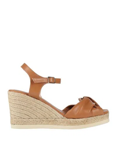 Fabi Woman Espadrilles Camel Size 11 Leather In Brown