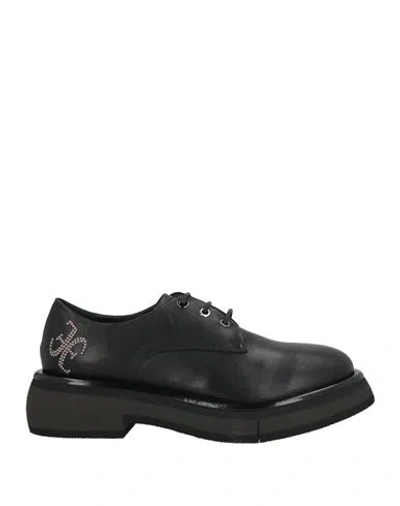 Fabi Woman Lace-up Shoes Black Size 6 Leather