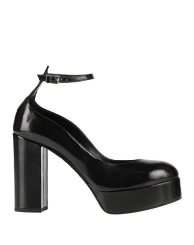 Fabi Woman Pumps Black Size 7.5 Leather In Black