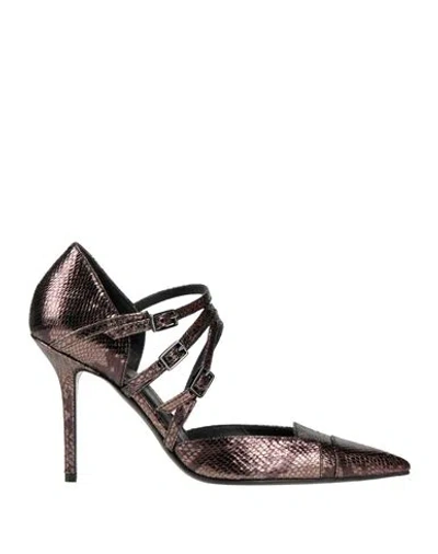 Fabi Woman Pumps Charcoal Size 8 Leather In Purple