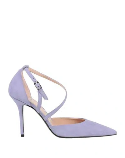 Fabi Woman Pumps Lilac Size 9 Leather In Purple