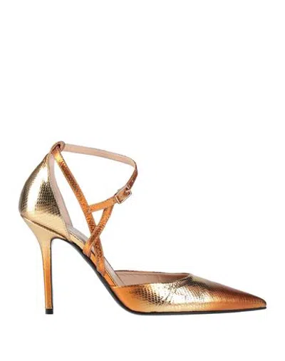 Fabi Woman Pumps Orange Size 9 Leather