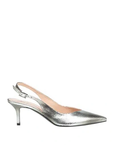Fabi Woman Pumps Sage Green Size 6 Leather In Silver