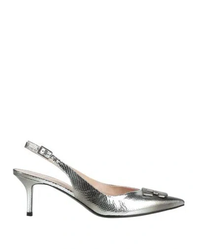Fabi Woman Pumps Silver Size 10 Leather