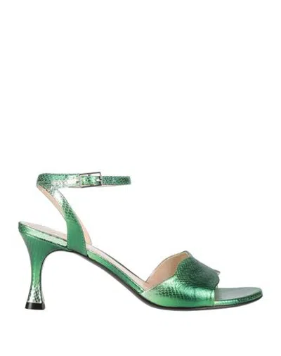 Fabi Woman Sandals Deep Teal Size 9 Leather In Green