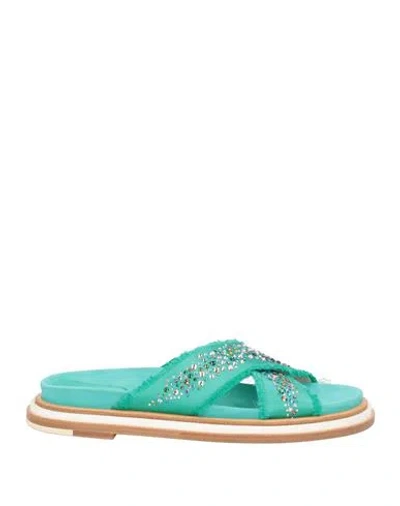 Fabi Woman Sandals Emerald Green Size 6 Textile Fibers