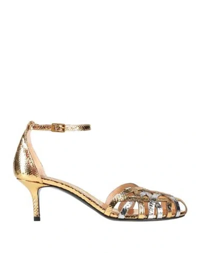 Fabi Woman Sandals Gold Size 9 Leather