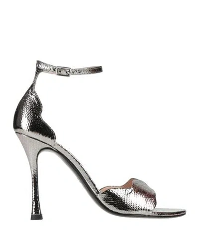 Fabi Woman Sandals Gunmetal Size 9 Leather In Multi