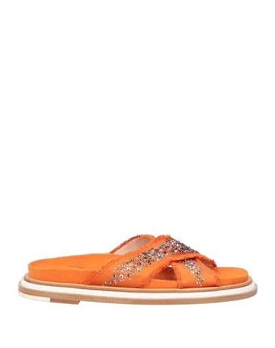 Fabi Woman Sandals Orange Size 9 Textile Fibers