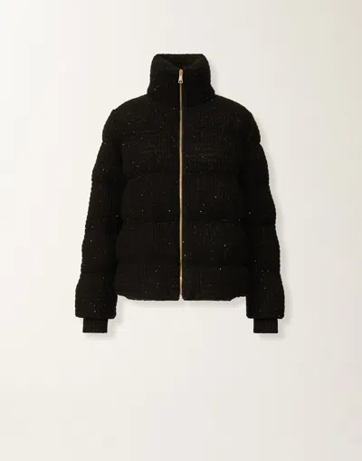 Fabiana Filippi Down Jacket In Wool And Silk With Sequins In Black