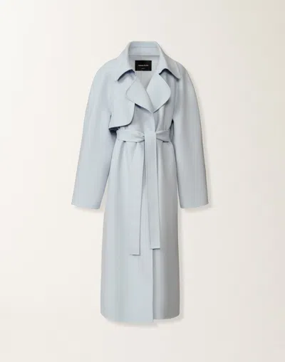 Fabiana Filippi Double Wool Trench Coat In Blue