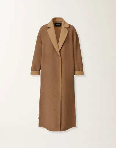 Fabiana Filippi Coat In Soft Double Chevron In Brown