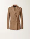 Fabiana Filippi Double-breasted Jacket In Prince Of Wales Check In Brown