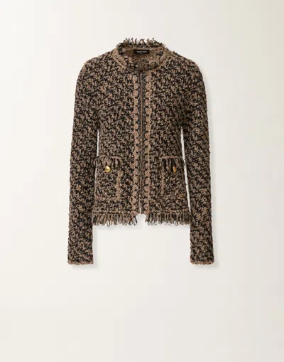 Fabiana Filippi Jacket In Tweed And Sequins In Brown