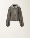 Fabiana Filippi Hooded Balloon-sleeve Jacket In Gray