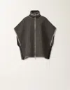 Fabiana Filippi Cape In Soft Double Chevron In Gray