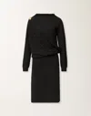 Fabiana Filippi Fitted Midi Dress With Draped Bodice And Gold Detail In Black