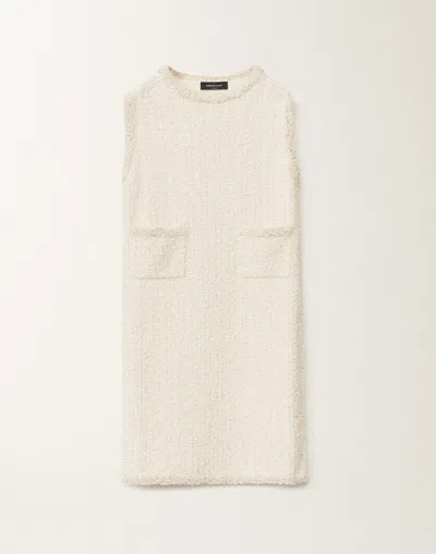 Fabiana Filippi Mini Dress In Tweed-effect Yarn In Neutral