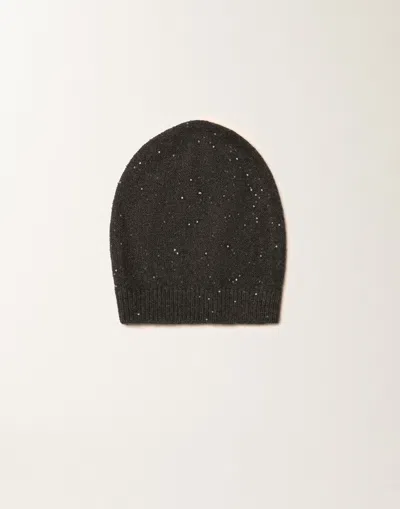 Fabiana Filippi Wool And Silk Hat With Sequins In Gray
