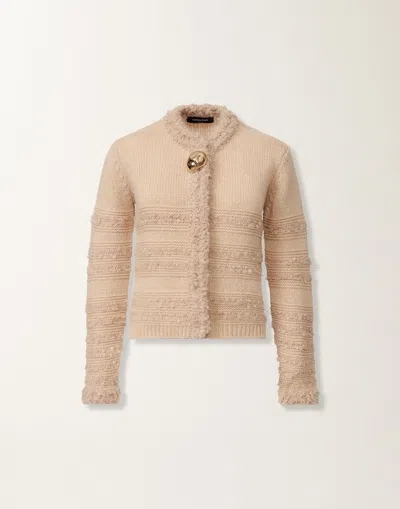 Fabiana Filippi Striped Knit Wool Jacket With Button Detail In Brown
