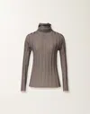 Fabiana Filippi Lurex Turtleneck Sweater In Gray