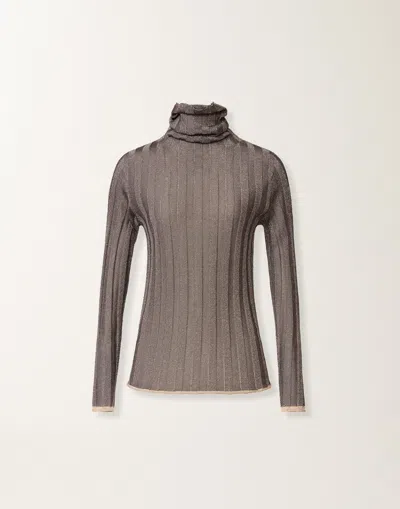 Fabiana Filippi Lurex Turtleneck Sweater In Gray