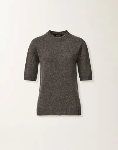 Fabiana Filippi Short-sleeve Crew-neck Sweater In Gray