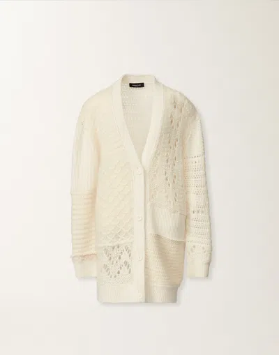 Fabiana Filippi Cardigan In Platinum And Mohair In Neutral