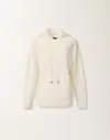 Fabiana Filippi White Hoodie With Drawstring Hood In Wool Blend Woman In White