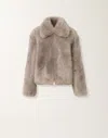 Fabiana Filippi Shearling Zip-front Jacket In Gray