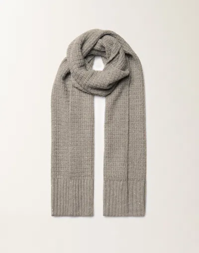Fabiana Filippi Wool And Silk Scarf With Sequins In Gray