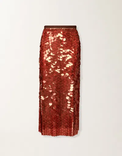 Fabiana Filippi Skirt In Printed Sequin Tulle In Brown