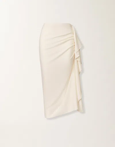 Fabiana Filippi Ruched Ruffle Midi Skirt In Neutral