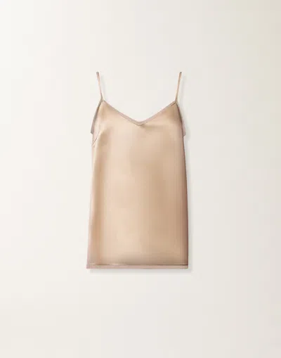 Fabiana Filippi Lingerie Style Top Lightweight Spaghetti Straps In Brown