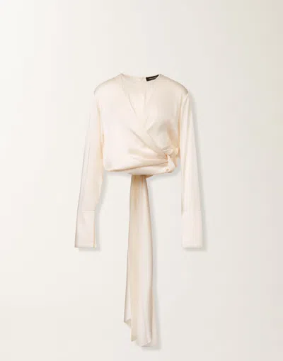 Fabiana Filippi Wrap-tie Silk Blouse In Gray
