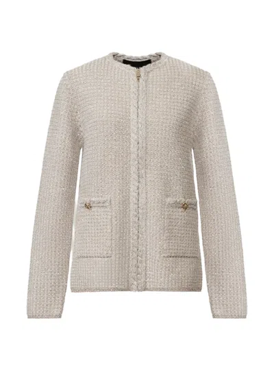 Fabiana Filippi Slim Fit Wool And Cashmere Blend Cardigan With Zip In Gray