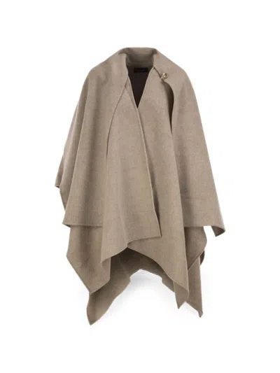 Fabiana Filippi Wool Cape With Jewellery Detail In Neutral