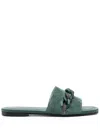 Fabiana Filippi 15mm Open-toe Suede Slides In Green